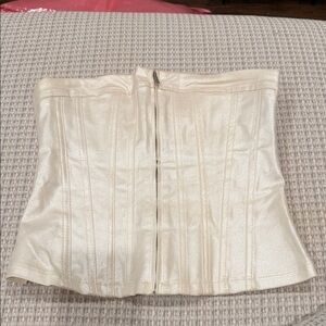 Shiny white denim zipper Zara corset Top